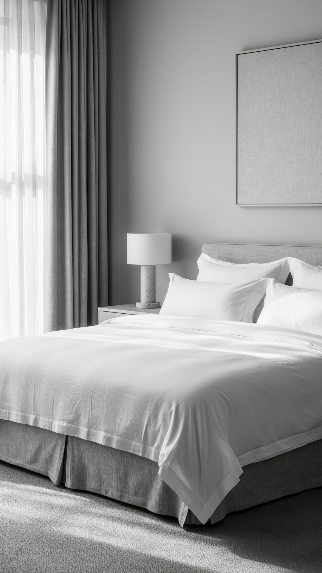 Luxury bedroom with fresh white linen